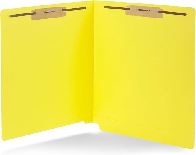 Blue Summit Supplies 50 Yellow End Tab Fastener File Folders, Letter Size | Durable 11pt yellow paper, straight cut end tabs, 2 prong fasteners, medical files, receipts, office reports - Image 7