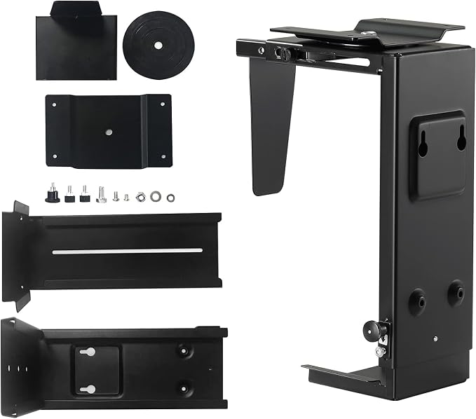 Pholiten Under Desk CPU Mount, 3.94 to 11.61" Wide, Max Load 44Lbs | Universal PC Wall Mount, Adjustable 360 Swivel, Secure Lock - Image 7