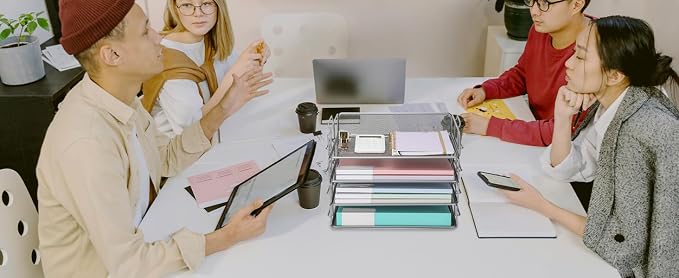 Exerz Letter Trays 4pcs Black Paper Sorters Stackable, 4 Tiers File Trays, Desk Organizer - Metal | 4 Tier Metal Mesh Stackable Saves Desk Space Holds A4 Papers Folders Notebooks Magazines For Office Home School - Image 9
