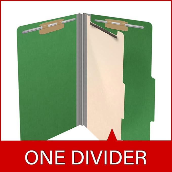25 Pt. Pressboard Classification Folders, 2/5 Cut ROC Top Tab, Legal Size, 1 Divider, Moss Green (Box of 10) - Image 8