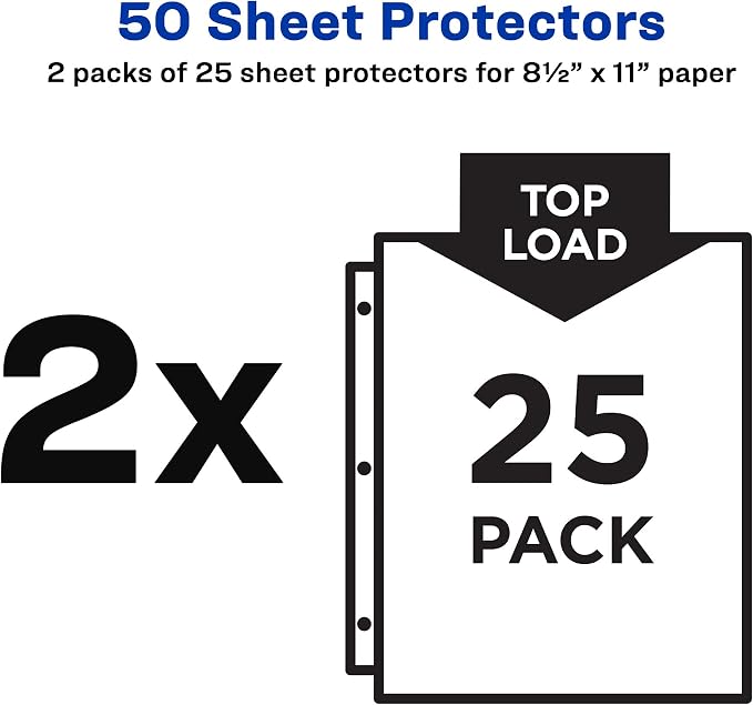 Avery® Diamond Clear Top Sheet Protectors, Super Heavyweight Page Protectors for 3 Ring Binder, Clear Binder Sheet, 25 Count (Pack of 2) (86009) - Image 6
