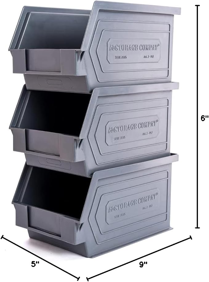 Plastic Storage Bins, Hanging, Stackable, Storage Organizer Bin for Warehouses, Workshops 9-Inch x 5-Inch x 5-Inch, Red, 12-Pack - Image 8