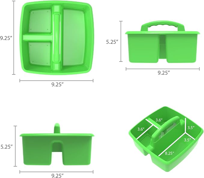Storex 3-Compartment Small Caddy – Multipurpose Classroom Organizer with Handle, Green, 5-Pack (00951U06C) - Image 9