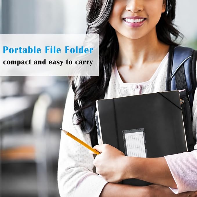7-Pockets Hanging File Folder with Retractable Hooks for Filing Cabinet, Letter Size Expandable Accordion File Organizer with Elastic Band for File Frame or On-The-Go Use (3 Pack) - Image 7