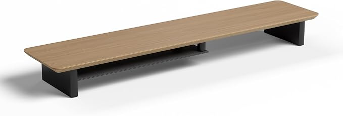 amesoba White Oak Dual‑Tier Ergonomic Desk Setup – Modern Wooden Monitor Stand & Workspace Riser, Home Office & Minimalist Aesthetic (White Oak, Large) - Image 8