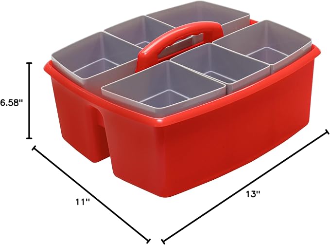 Storex Large Classroom Caddy with Cups, 13 x 11 x 6.575 Inches, Red, Case of 2 (00981A02C) - Image 9