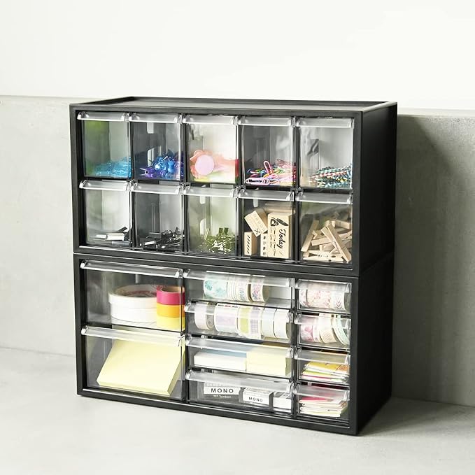 Plastic Desk Drawer Organizer w/10 Drawers, Clear Small Parts Storage w/Drawers, Arts, Craft, Medicine Vitamin, Teacher Toolbox, Stationary, Accessories, Dust-proof, Black A9-5244-BK - Image 10