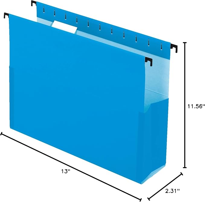 Pendaflex SureHook Reinforced Hanging Box File, 3", Letter, Blue, 1/5 Cut, 25/BX (59203) - Image 4