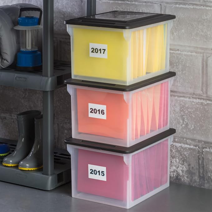 Sterilite File Box Tote with Lids for Letter and Legal Folders, 8-Pack | Stackable Plastic Document Storage and Paper Organizer for Home, Office, Desk, and Dorm Organization - Image 9