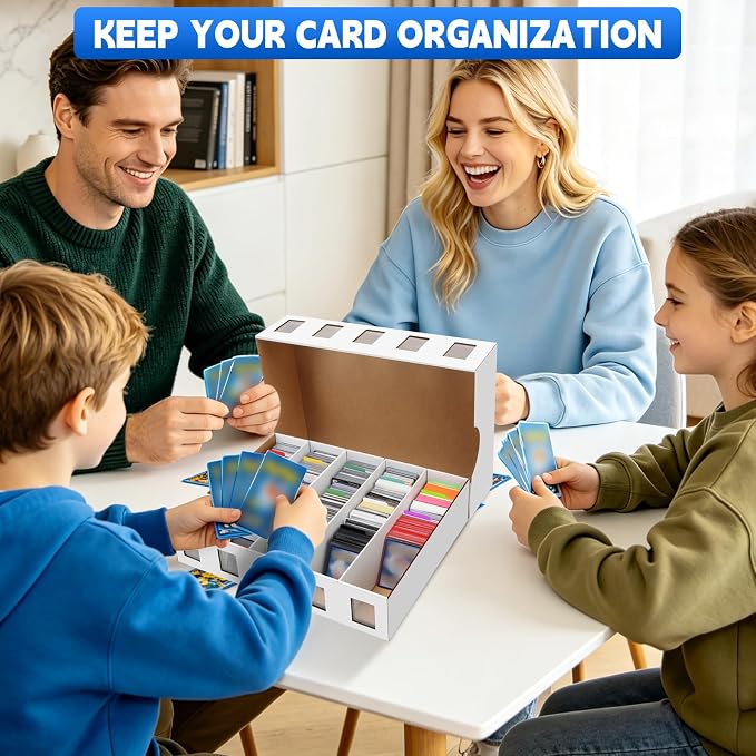 6 Pack Trading Card Storage Box, 22200+ Count Card Storage Box with 48 Card Divider White Sports Storage Card Box Organizer Bulk Card Cases Cardboard Card Box for Basketball Football Cards Collection - Image 7