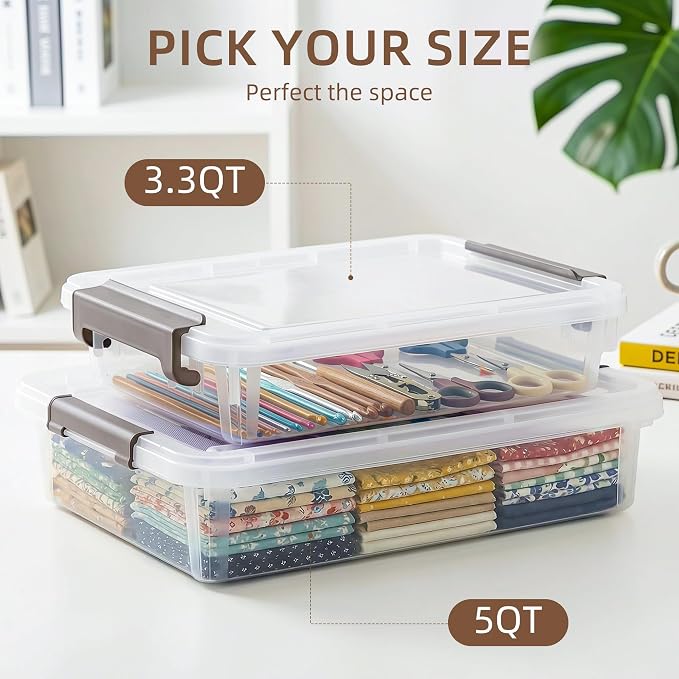 Citylife 3 PCS Plastic Storage Bins with Latching Lids Portable Project Case Clear File Box Stackable Storage Containers for Organizing A4 Paper, Photo, Document, Scrapbook - Image 9