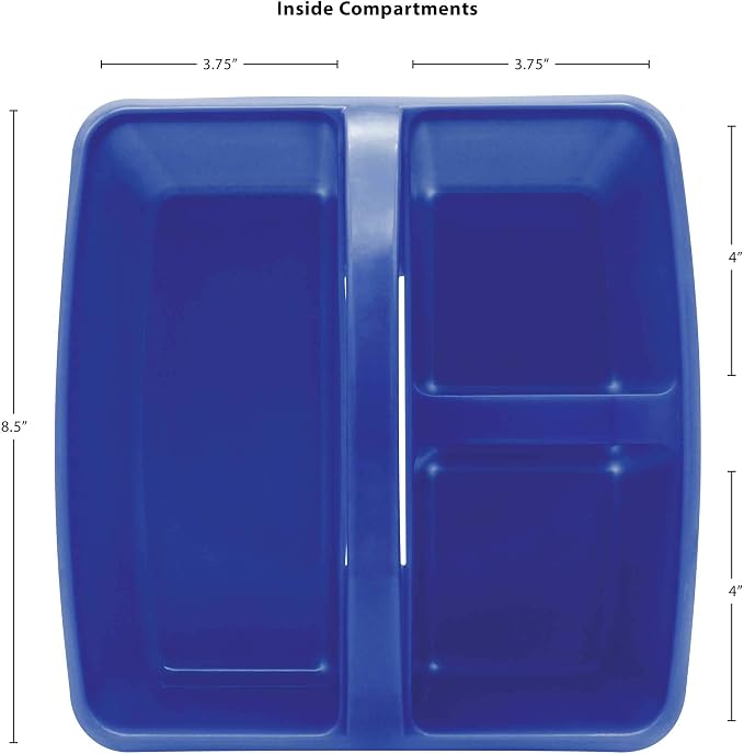 Teacher Created Resources Blue Portable Plastic Storage Caddy 6-Pack for Classrooms, Kids Room, and Office Organization, 3 Compartment - Image 4