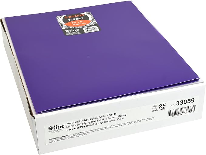 C-Line Two-Pocket Heavyweight Poly Portfolio, For Letter Size Papers, Includes Business Card Slot, 1 Case of 25 Portfolios, Purple (33959-25) - Image 4