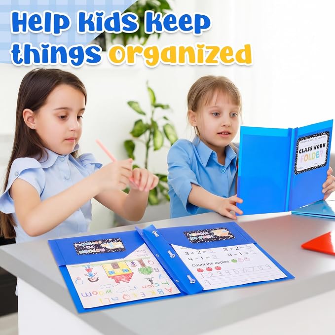 Affrolling 48 Pack Take Home Folders with 2 Pockets 3 Prong Homework Privacy Folders and Composition Sticker Pocket Paper File Folder for Students Classroom School Teachers Parents (Blue) - Image 7