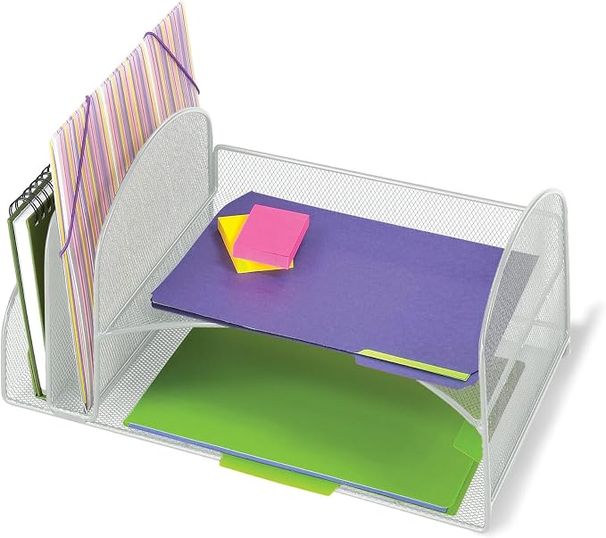 Safco Products 3265SL Onyx Mesh Desktop Organizer with 1 Vertical/3 Horizontal Sections, Silver by SafcoProducts