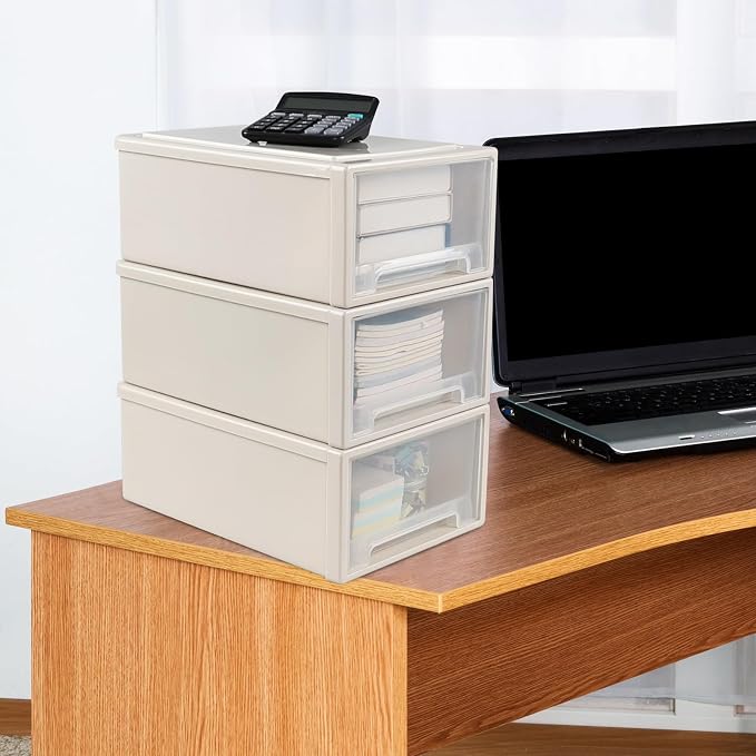 13 Quarts 3 Packs Plastic Stacking Storage Drawers, Plastic Storage Drawer Unit - Image 7