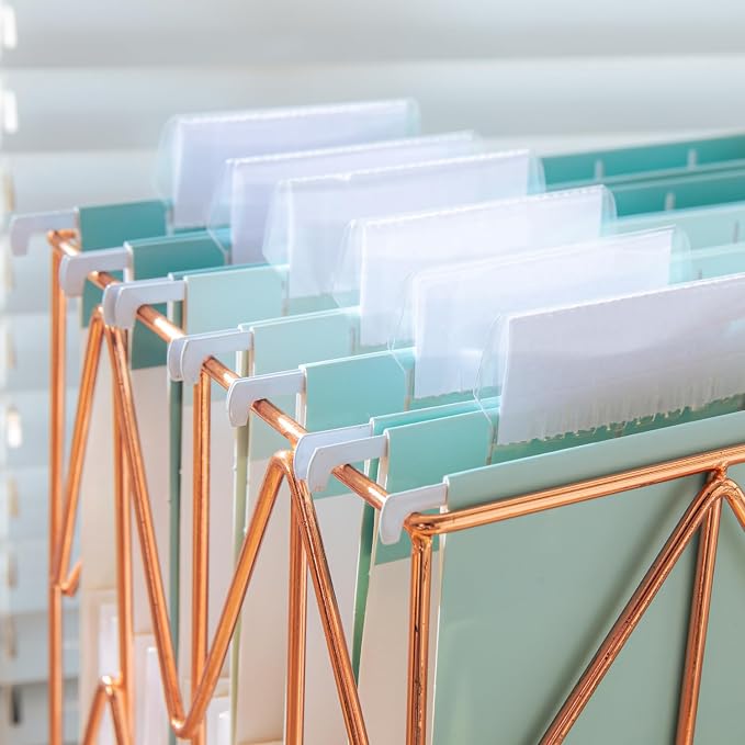 Y YOMA Letter Size - 6 Pack Extra Capacity Hanging File Folders Accordion Decorative Reinforced File Folder Cute Colored Expandable Folder for Office Home with 1/5-Cut Adjustable Tabs, Teal Blue - Image 9