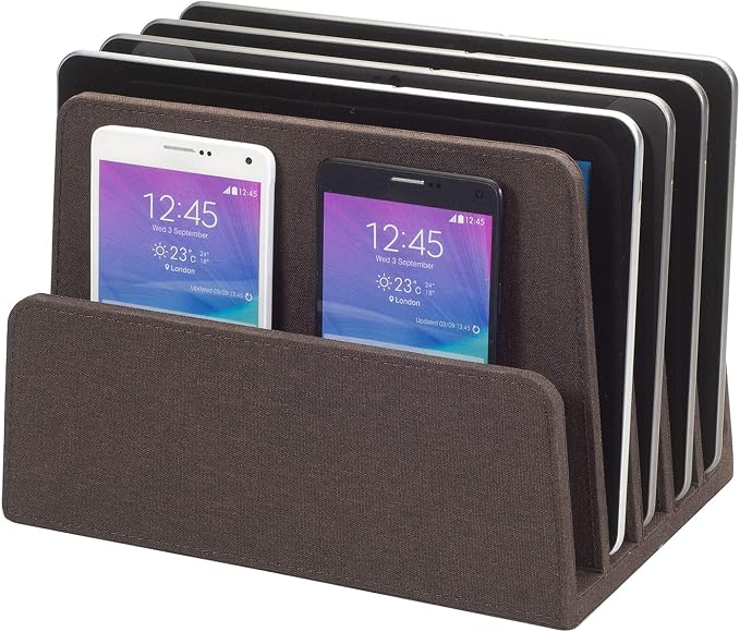 MobileVision Executive Dark Brown Desktop File Folder Organizer and Paper Tray, 5 Slot Dividers - Image 6