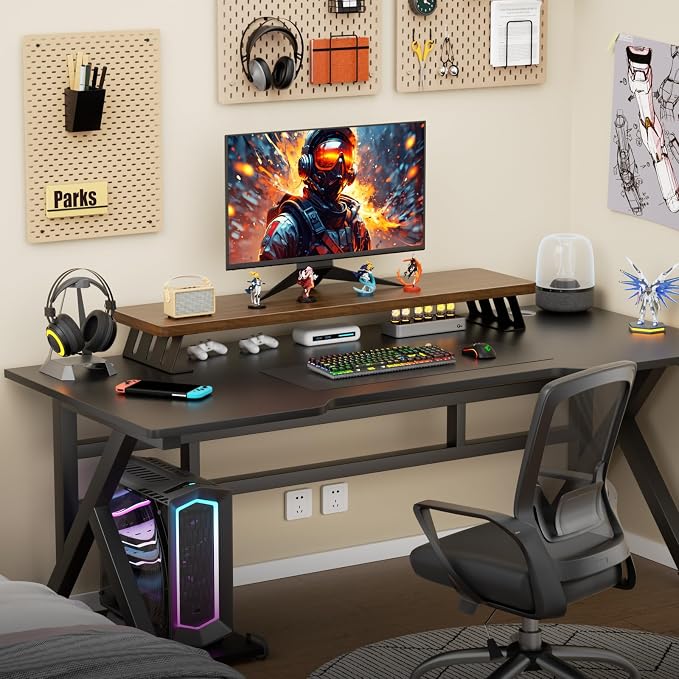 Dual Monitor Stand, 39 Inch Large Wood Monitor Stands for 2 Monitors - Image 9