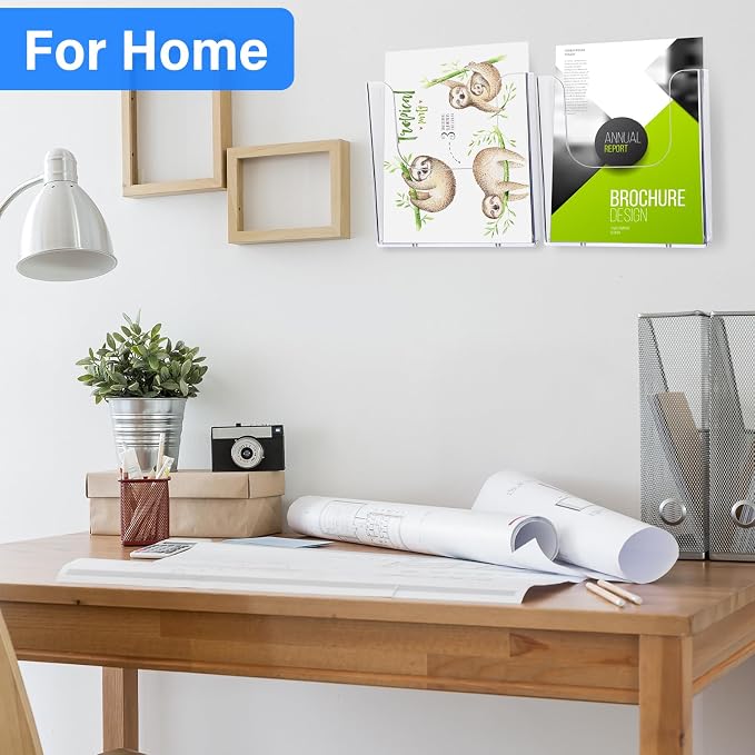 Ripeng 8 Pack Brochure Holder Wall Mount 6 x 9 Inch Clear Flyer Holder Magazine Pamphlet Display Stand Acrylic Wall Organizer Plastic Wall File Holder for Literature Mail Paper document Rack Display - Image 6