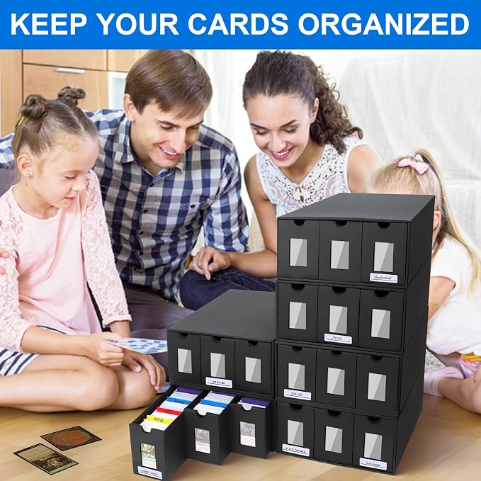 Trading Card Storage Box, 18000+ Cards Deck Box for MTG Commander, Trading Cards Organizer with 48 Card Dividers, Labels & Tapes, Visible Card Deck Boxes for MTG TCG PTCG Sport Cards - Image 8