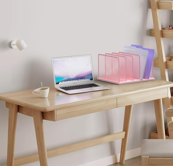 Kuntine.B 5-Section Upright Desk File Organizer Pink 1 Pack | Vertical, Mesh, Metal, Assembly, Stability, Sturdiness, Organization, Standing - Image 7