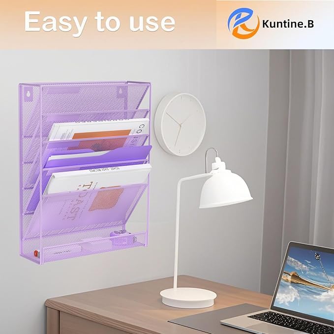 Kuntine.B Wall File Organizer Office Hanging Magazine Holder Wall File Organizer for Office Home - Image 7