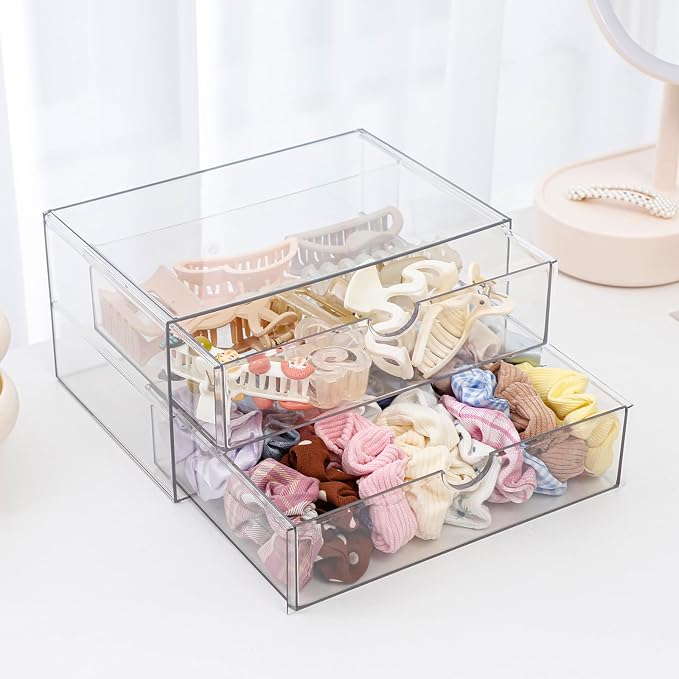 Clear Desk Drawer Organizer, 6 Drawers, Plastic | Stackable Desk Organizers and Accessories, For Pencils, Books, Art Crafts, Makeup, For Home Office, Bathroom, Kitchen - Image 9