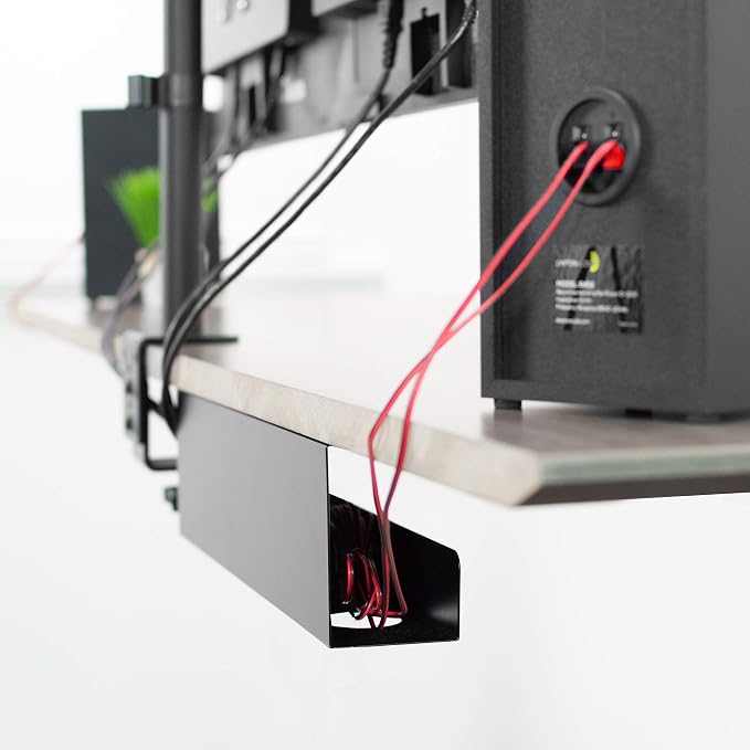 VIVO Under Desk 17 inch Cable Management Trays, Power Strip Holders, Cord Organizers, Wire Tamers for Office and Home, Black, 2 Pack, DESK-AC06-2C | Set of 2, Low Profile Power Strip Holder, Cord Organizer, Wire Tamer Steel Cable Rack for Office and Ho... - Image 9