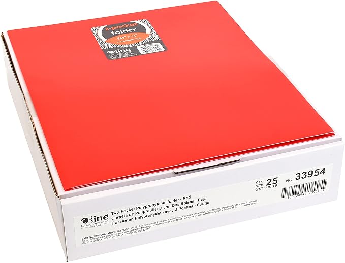 C-Line Two-Pocket Heavyweight Poly Portfolio, For Letter Size Papers, Includes Business Card Slot, 1 Case of 25 Portfolios, Red (33954-25) - Image 4