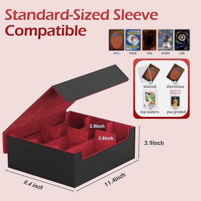 3-Row【2400+】Trading Card Storage Box, Card Organizer Holder with 8 Dividers, Case Fit for MTG TCG Magic Commander Deck Playing Cards, Deck Box for Sport Card - Image 6