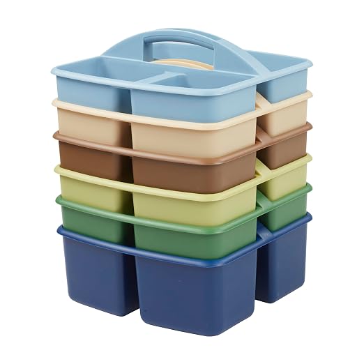 ECR4Kids 3-Compartment Small Plastic Caddy, Multipurpose Organization, Earthtone, 6-Pack - Image 11