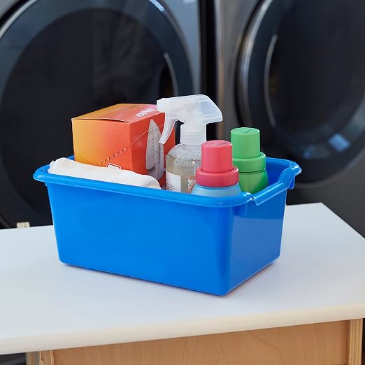 ECR4Kids Scoop Front Storage Bins, Multipurpose Organization, Blue, 25-Piece - Image 10