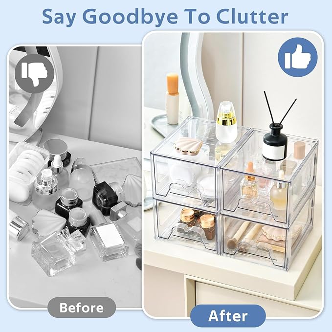 8Pack Acrylic Storage Drawers, Clear Stackable Storage Drawers, Acrylic Storage Bins with Drawers for Fridge Organizers, PlasticDrawers Stackable for Makeup Organizers Cosmetic Display - Image 6