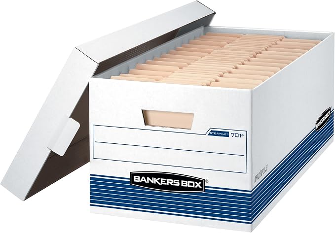 Bankers Box 20-Pack Medium-Duty File Storage Boxes, 24in Letter, FastFold | Speed through filing with FastFold setup, sturdy stacking, reinforced handles, and dependable document protection. - Image 4