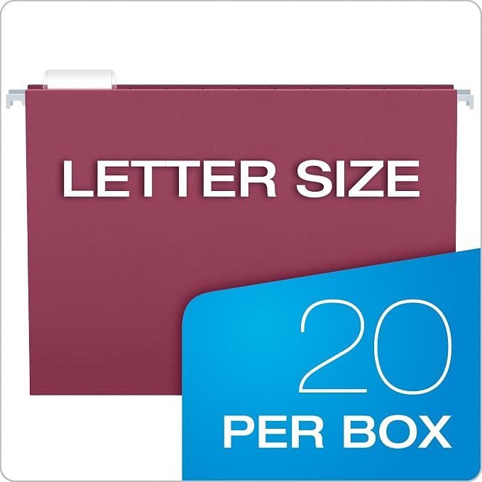 EarthWise by Pendaflex 100% Recycled Hanging Folders, Letter Size, 1/5 Cut, Assorted Colors, 20 per Box (35117) - Image 6