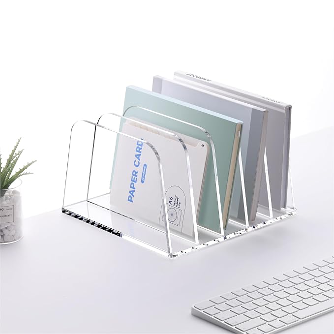 YUXUN Desk File Organizer,5-Section Vertical Clear Acrylic Desk Organizer File Holder Mail Sorter Office Organization for Office Home &Classroom(B5) - Image 8