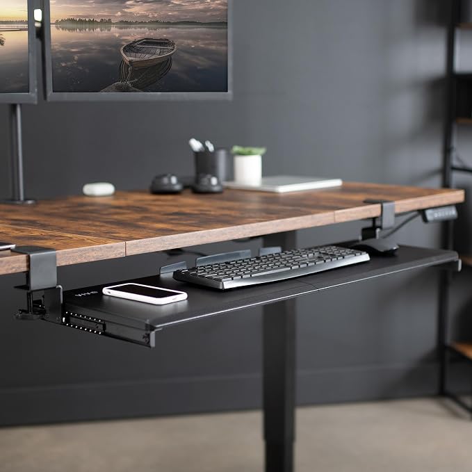 VIVO Black Extra Large 34 x 11 in Under Desk Keyboard Tray, MOUNT-KB15EB | Keyboard Tray for Typing, Slide Out Platform, Extra Sturdy C-Clamp Mount System, Computer Drawer, Black Frame - Image 9