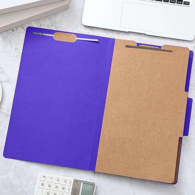 AmazingSpark 12 Pcs Legal Size Classification Folders 2 Divider, Bulk Pressboard File Folder with Expansion 2 Prongs Fastener Heavy Duty Office File Organizer for School Hospitals Home(Purple) - Image 7