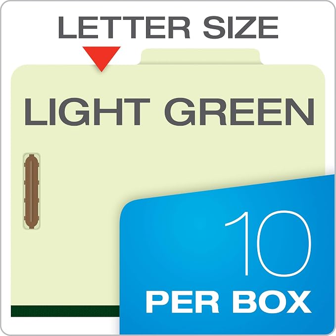 Pendaflex Classification Folders – 2 Dividers, Light Green, Letter, 10/BX (17173) (Pack of 5) - Image 7
