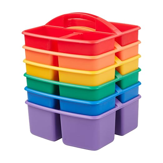 ECR4Kids 3-Compartment Small Plastic Caddy, Multipurpose Organization, Primary, 6-Pack - Image 11