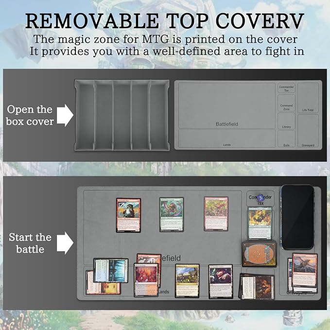 5 Row Trading Card Storage Box, 3800+Bulk Card Organizer Box with 20 Dividers & 5 Supporters, Graded Card Deck Box for YuGiOh, MTG, TCG Black/Grey - Image 6