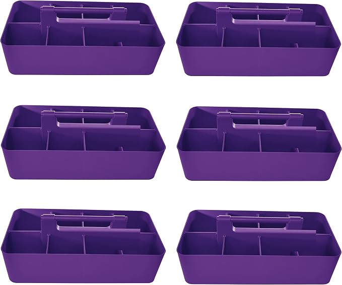 -Large Portable Caddy, DIY Dividers, 8 Compartments, School Office Supplies Home Business Organizer Portable Basket with Handle Made in USA (6 PACK, Royal Purple) - Image 9