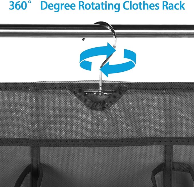 30 Large Pockets Dual Sided Hanging Shoe Organizer Double-Side Closet Storage Shelves with Rotating Hanger Space Saving Storage Bag Portable Shoe Rack Holder for Bedroom Laundry Room,Black - Image 9