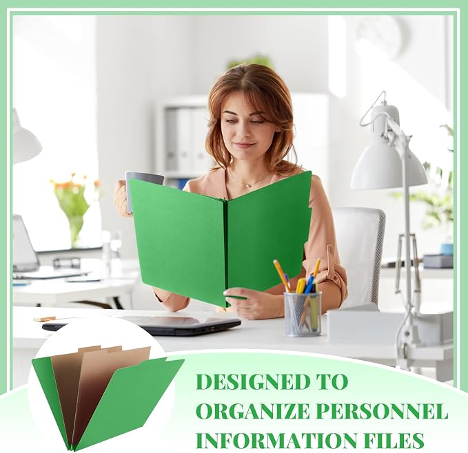 24 Pcs Skyygemm Classification Folder Letter Size, 2 Pocket File,Green | Back to School Supplies, File Organizer with Fastener, Expanding File Organizer Bulk for Office Employee, Staff, Teacher - Image 6