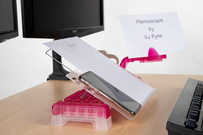MemoScape Adjustable in-Line Document Holder for Typing | Reduces Neck Strain, Improves Focus, Boosts Desk Organization, and Workflow | Paper Holder Stand for Desk and Home Office - Pink (VUR 4000) - Image 6