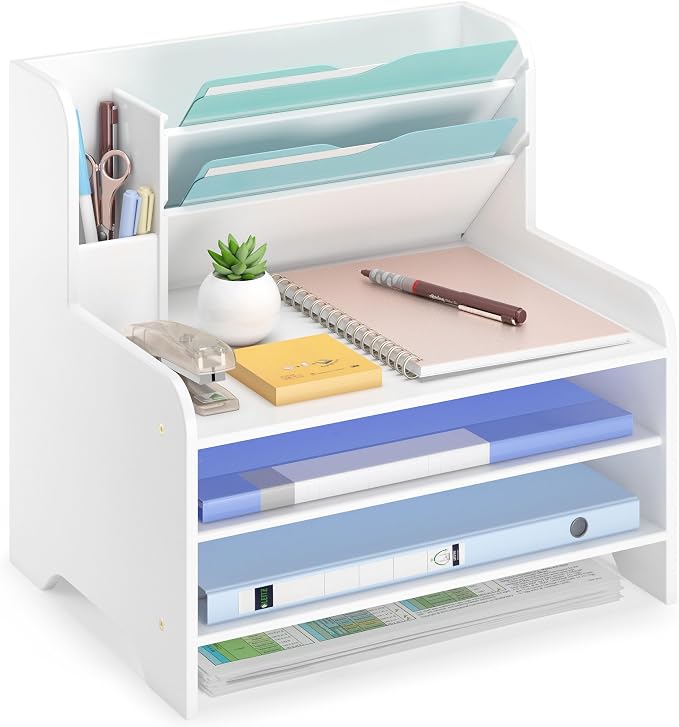 Bamboo File Organizer for Desk, Desktop Paper Tray and Mail Holder | Three open tiers keep A4/letter paper, folders, bills and mail sorted, visible and easy to reach while saving desk space - Image 7