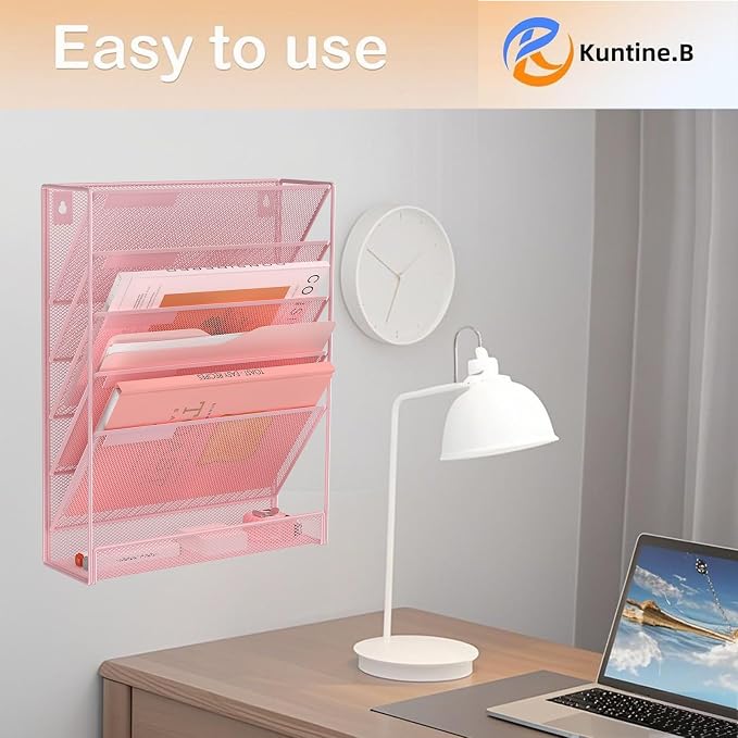 Kuntine.B Wall File Organizer Office Hanging Magazine Holder Wall File Organizer for Office Home - Image 7