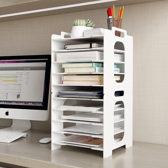 Natwind 10-Tier Office File Organizer For Desk,Paper Sorter,White | Desktop Storage For Office Supplies,Document Storage Rack,Letter Tray For Home,Office,Classroom Document Holder - Image 7