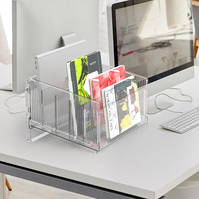 File Sorter Organizer, 5 Sections Acrylic Letter Tray for Desk, Mail Organizer Letter Holder for Envelopes, Mail, Electronics 1Pack | Desk Mail Organizer Letter Holder for Envelopes, Mail, Electronics - Image 8